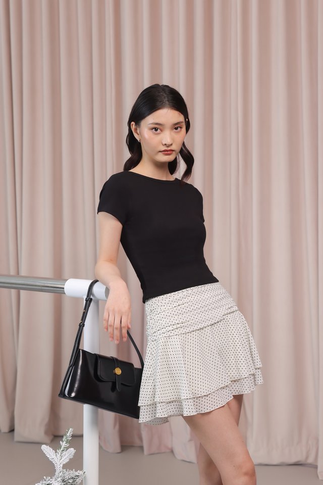 MASHA CHIFFON RUCHED TIERED SKORTS (POLKA DOT)
