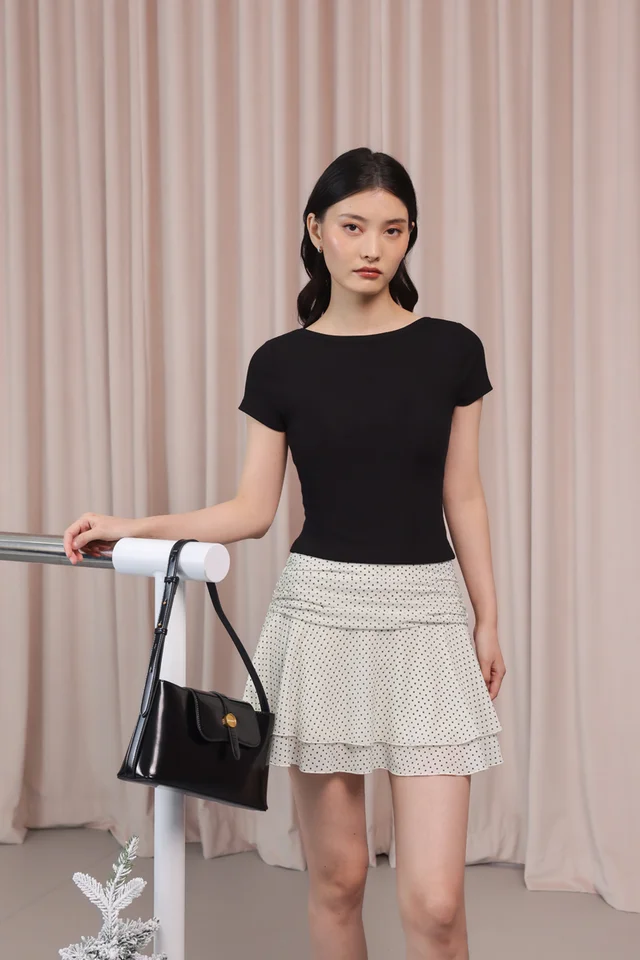 MASHA CHIFFON RUCHED TIERED SKORTS (POLKA DOT)