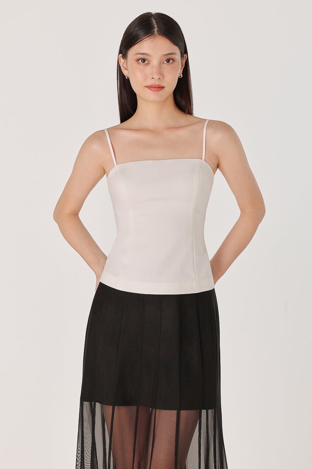 SERINA PADDED TIE-BACK CAMI TOP (WHITE)