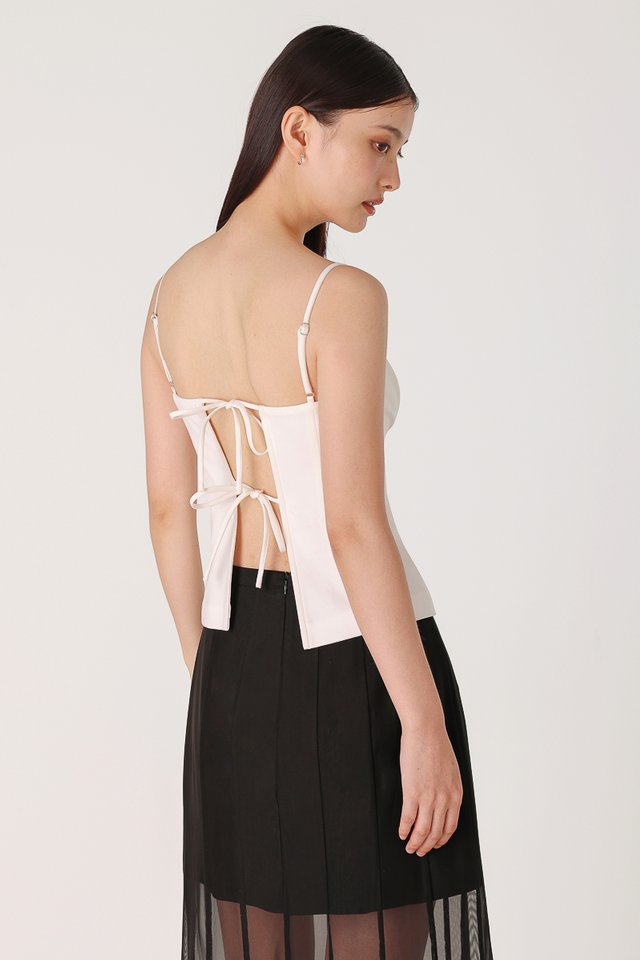 SERINA PADDED TIE-BACK CAMI TOP (WHITE)