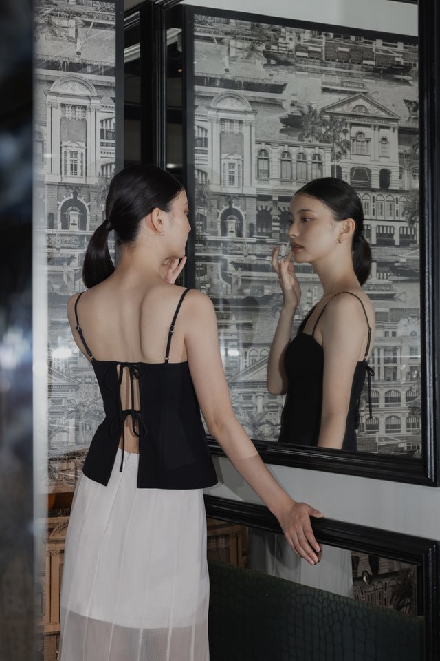 SERINA PADDED TIE-BACK CAMI TOP (BLACK)