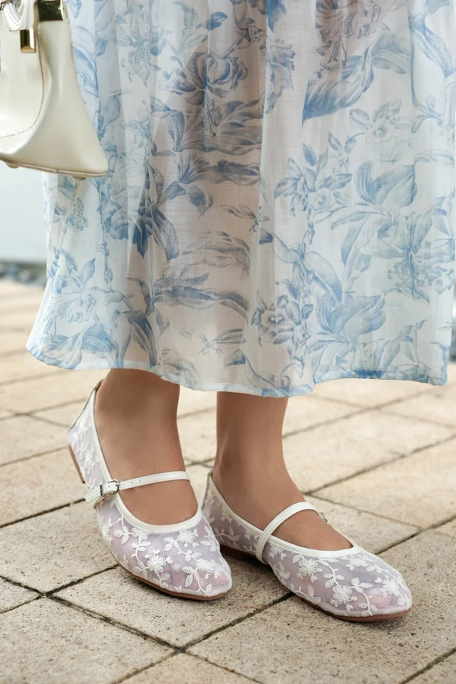 JOY FLORAL EMBROIDERED MESH MARY JANE