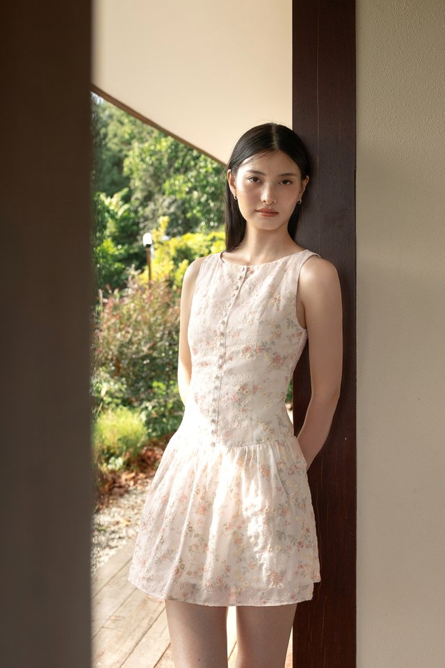 DIANNE PADDED EMBROIDERED FLORAL FOLDOVER SKORTS DRESS