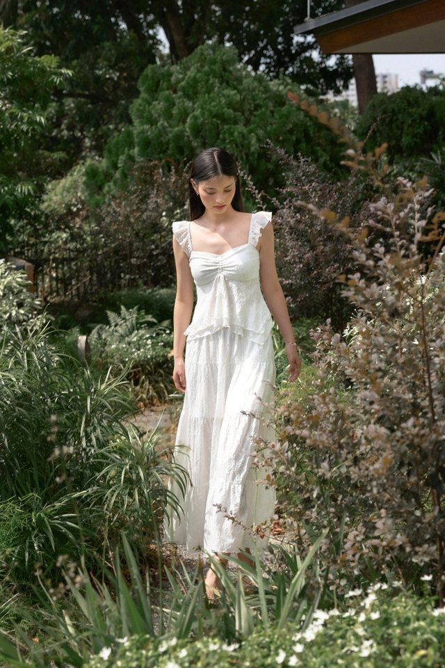 ALAYNA PADDED FLORAL JACQUARD TIERED SKIRT SET