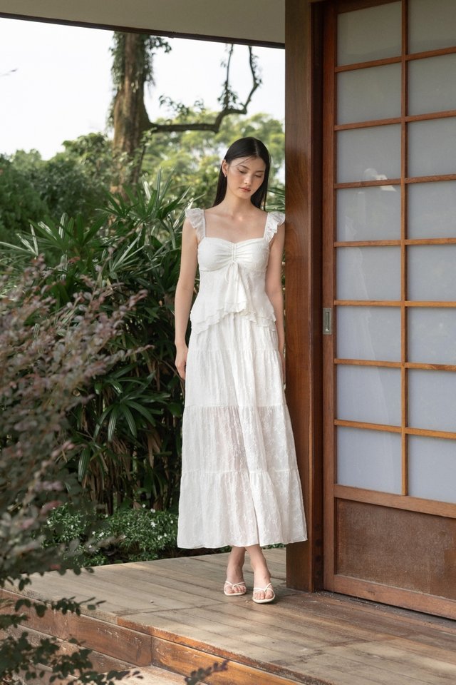 ALAYNA FLORAL JACQUARD TIERED MAXI SKIRT