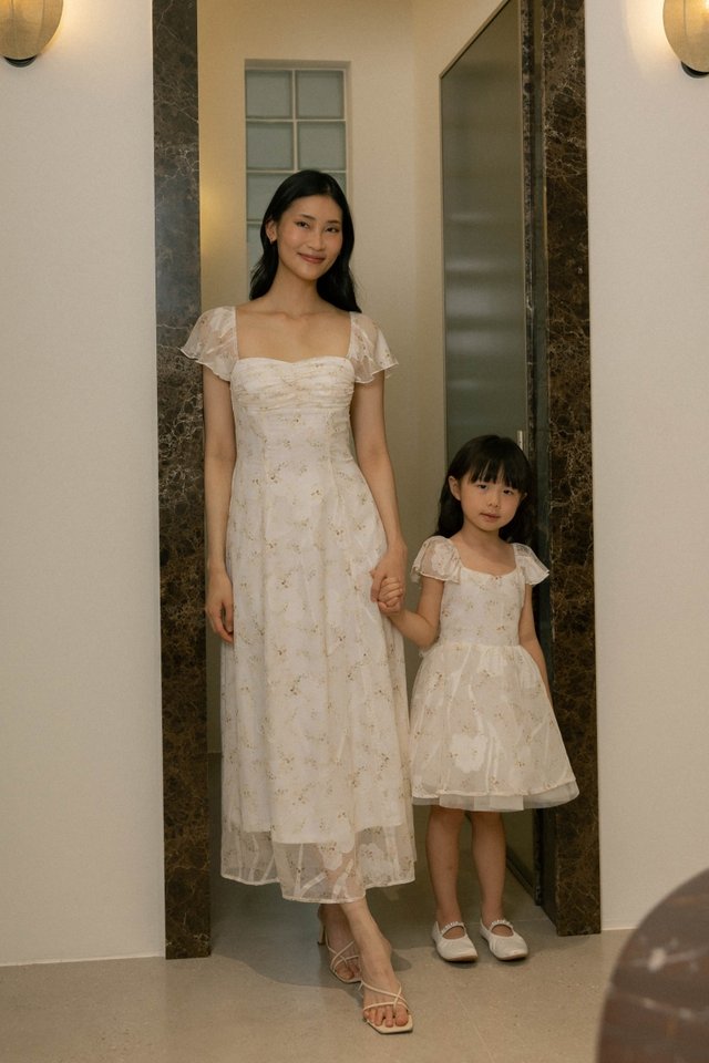 ROSINA JACQUARD CHIFFON FLORAL MESH TULLE DRESS - MINI GIRL