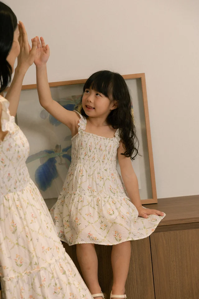 PRIMROSE FLORAL SMOCKED FLARE RUFFLE TIERED DRESS - MINI GIRL