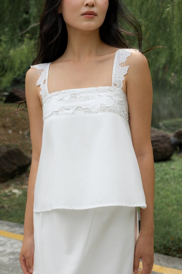 AVALINE PADDED BRODERIE EYELET FLARE TENT TOP