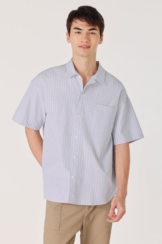 MICHAEL CHECKERED POCKET BOXY BUTTON SHIRT