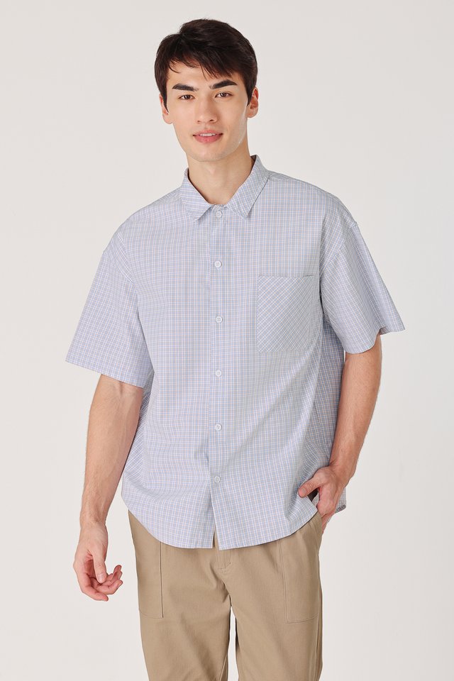 MICHAEL CHECKERED POCKET BOXY BUTTON SHIRT