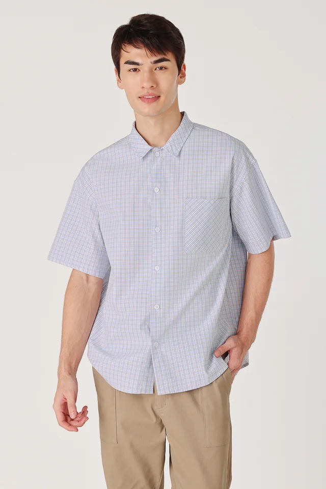 MICHAEL CHECKERED POCKET BOXY BUTTON SHIRT