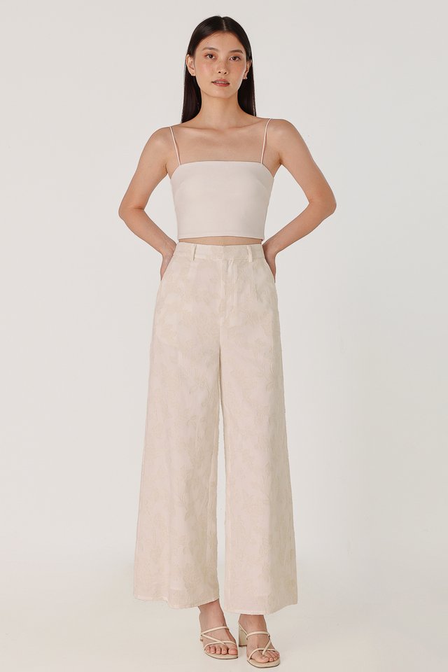 REIKO FLORAL JACQUARD WIDE LEG PANTS - PETITE