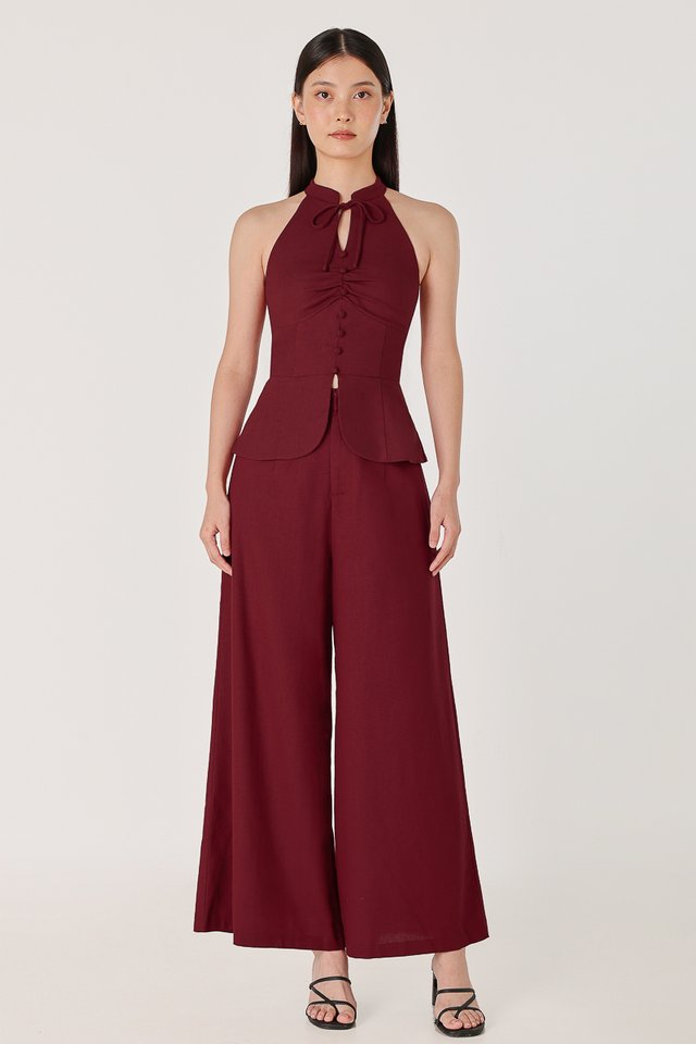 ROMONA LINEN MANDARIN COLLAR PANTS SET