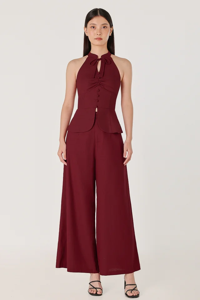 ROMONA LINEN MANDARIN COLLAR PANTS SET