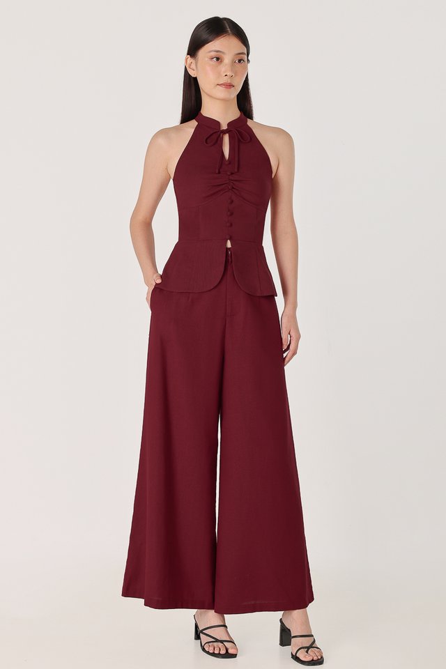 ROMONA LINEN WIDE LEG PANTS - PETITE