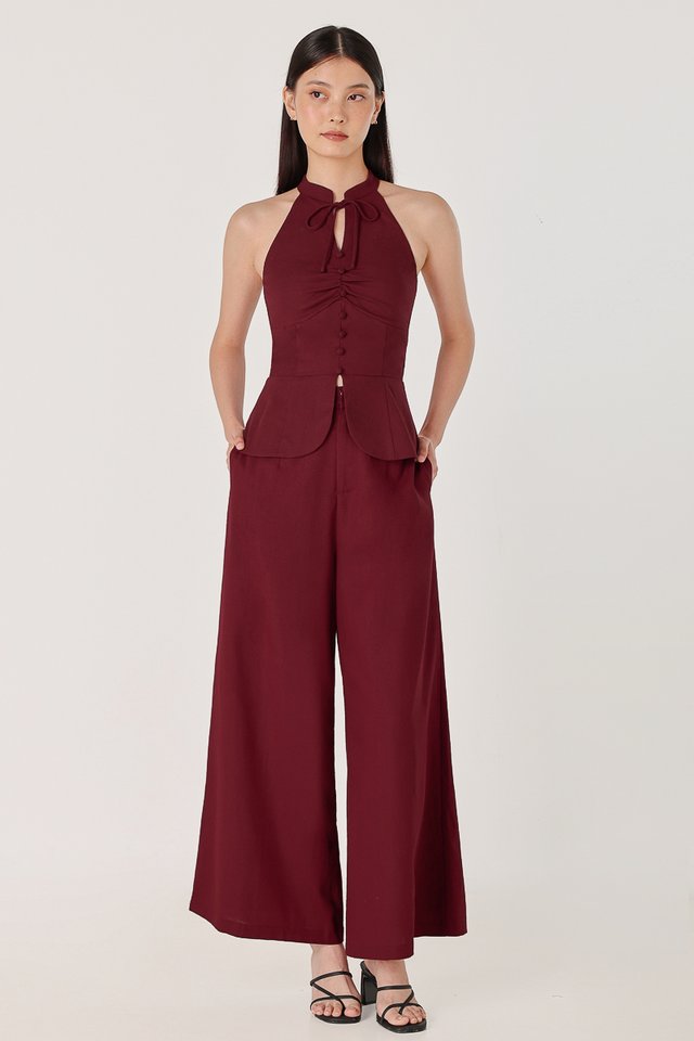 ROMONA LINEN MANDARIN COLLAR PANTS SET
