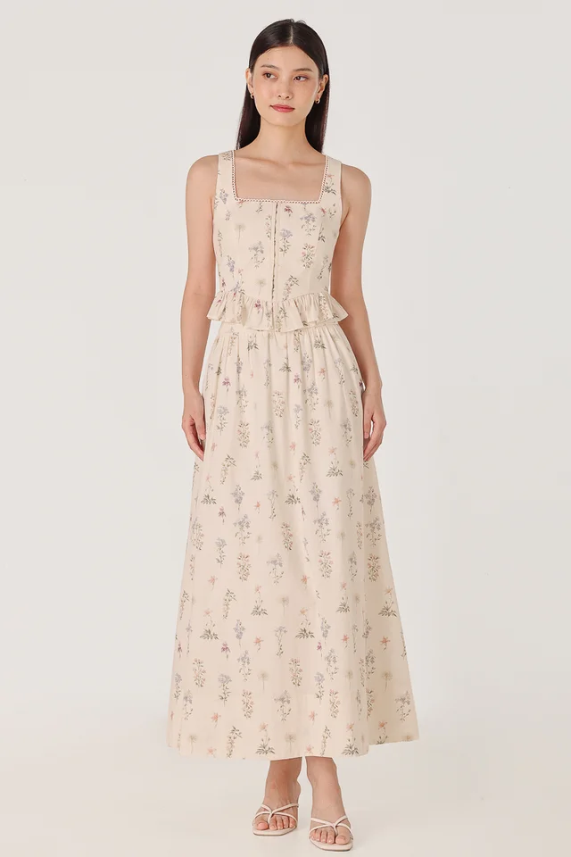 MAGNOLIA FLORAL CORSET SKIRT SET