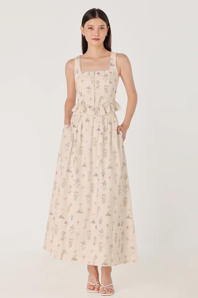 MAGNOLIA FLORAL CORSET SKIRT SET