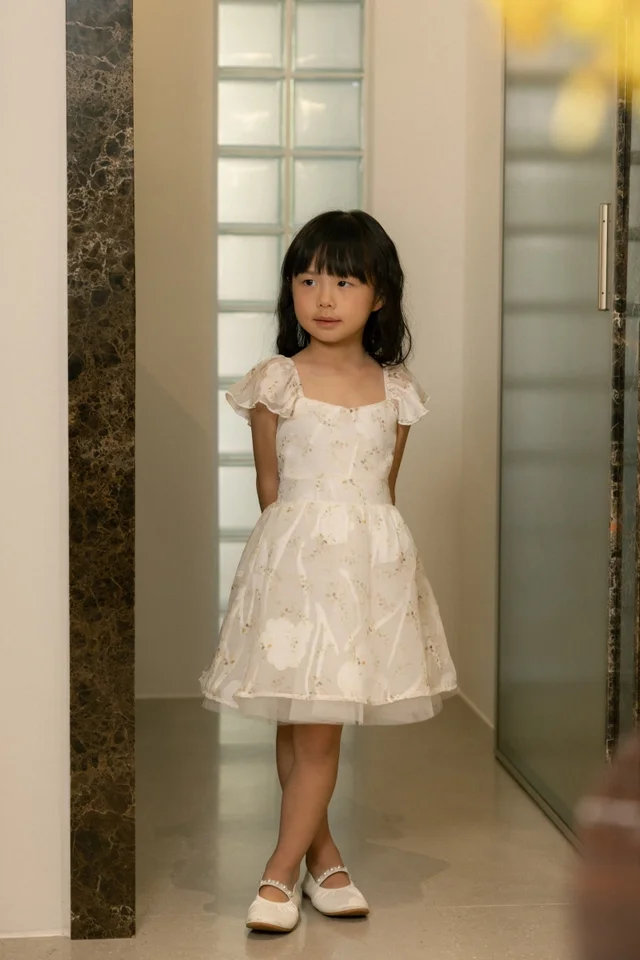 ROSINA JACQUARD CHIFFON FLORAL MESH TULLE DRESS - MINI GIRL