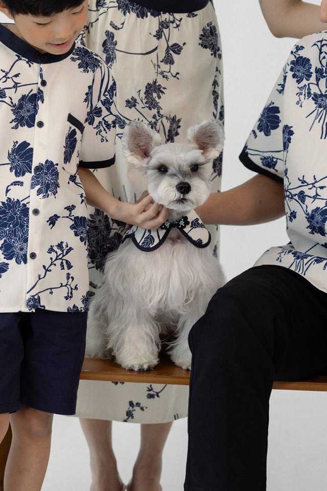 FINN FLORAL CONTRAST MANDARIN BUTTON PET COLLAR