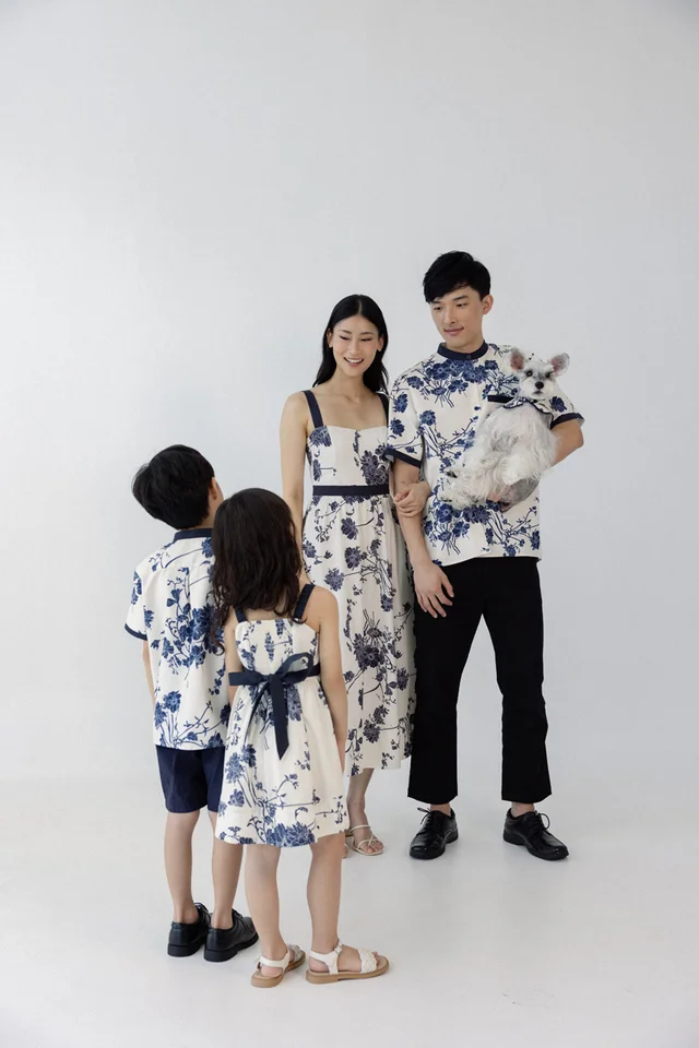 FABIAN FLORAL CONTRAST MANDARIN COLLAR BUTTON SHIRT