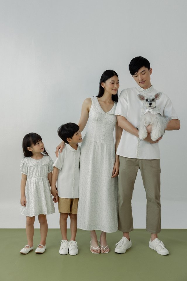 BLOOM PADDED FLORAL BUNNY PETERPAN COLLAR BUTTON MAXI DRESS