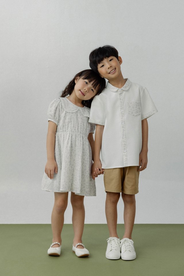 BRANDON LINEN FLORAL BUTTON CONTRAST BUTTON SHIRT - MINI BOY