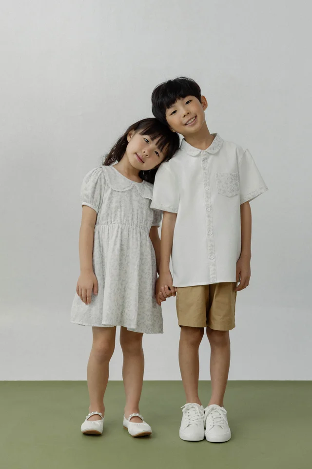 BRANDON LINEN FLORAL BUTTON CONTRAST BUTTON SHIRT - MINI BOY