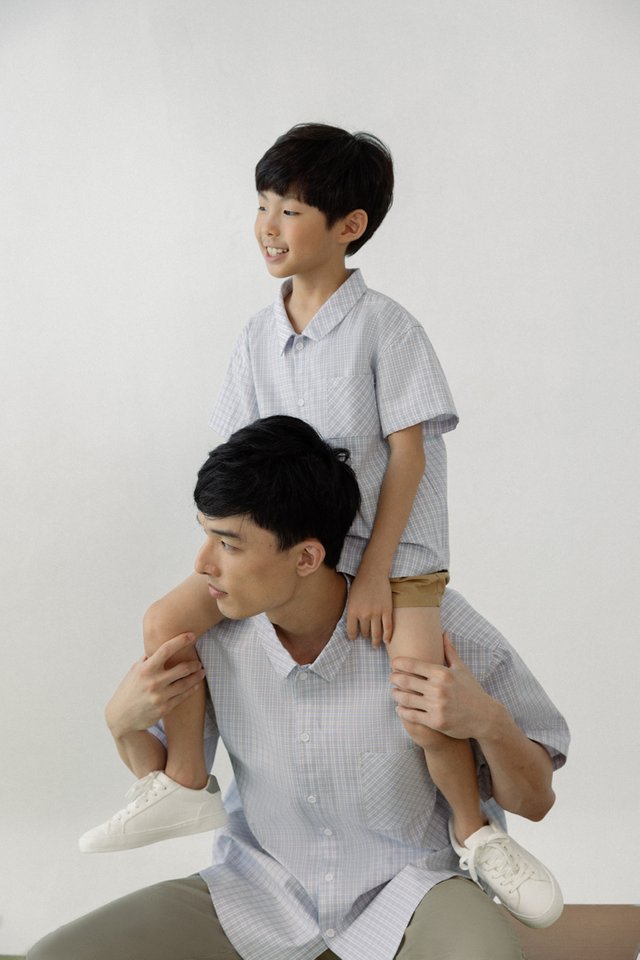 MICHAEL CHECKERED POCKET BOXY BUTTON SHIRT - MINI BOY