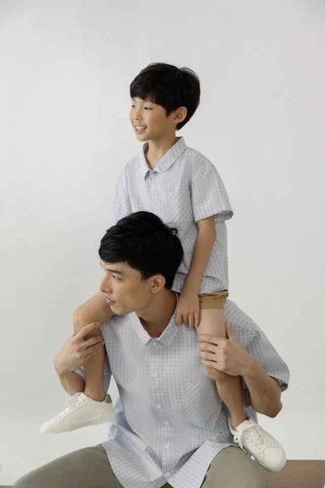 MICHAEL CHECKERED POCKET BOXY BUTTON SHIRT - MINI BOY