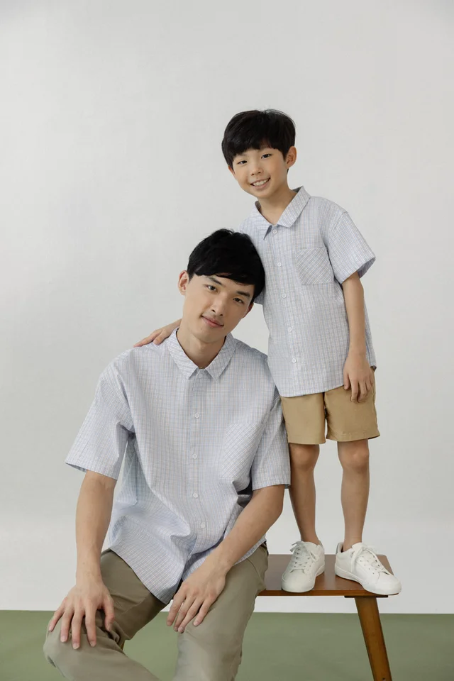 MICHAEL CHECKERED POCKET BOXY BUTTON SHIRT - MINI BOY