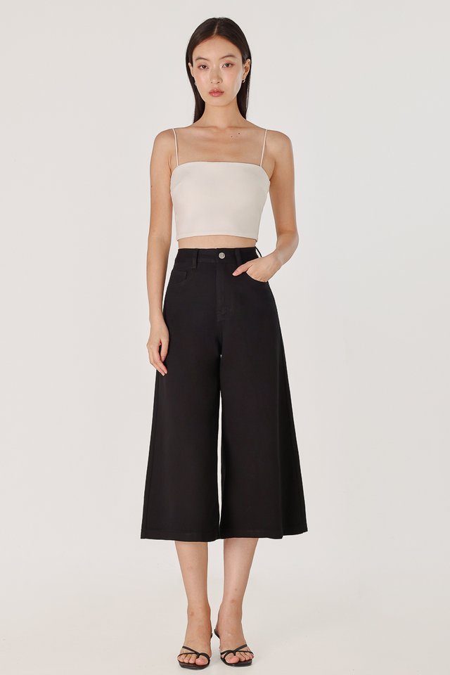OFFSHORE DENIM WIDE LEG CULOTTES (BLACK)