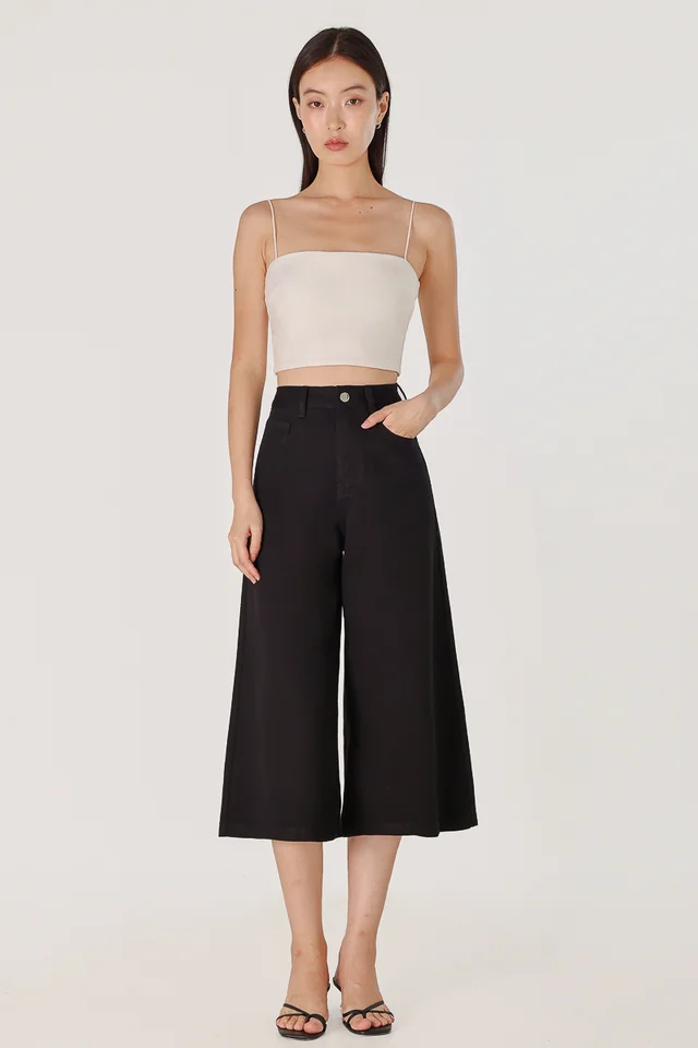 OFFSHORE DENIM WIDE LEG CULOTTES (BLACK)