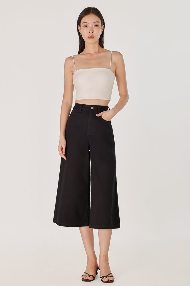 OFFSHORE DENIM WIDE LEG CULOTTES (BLACK)