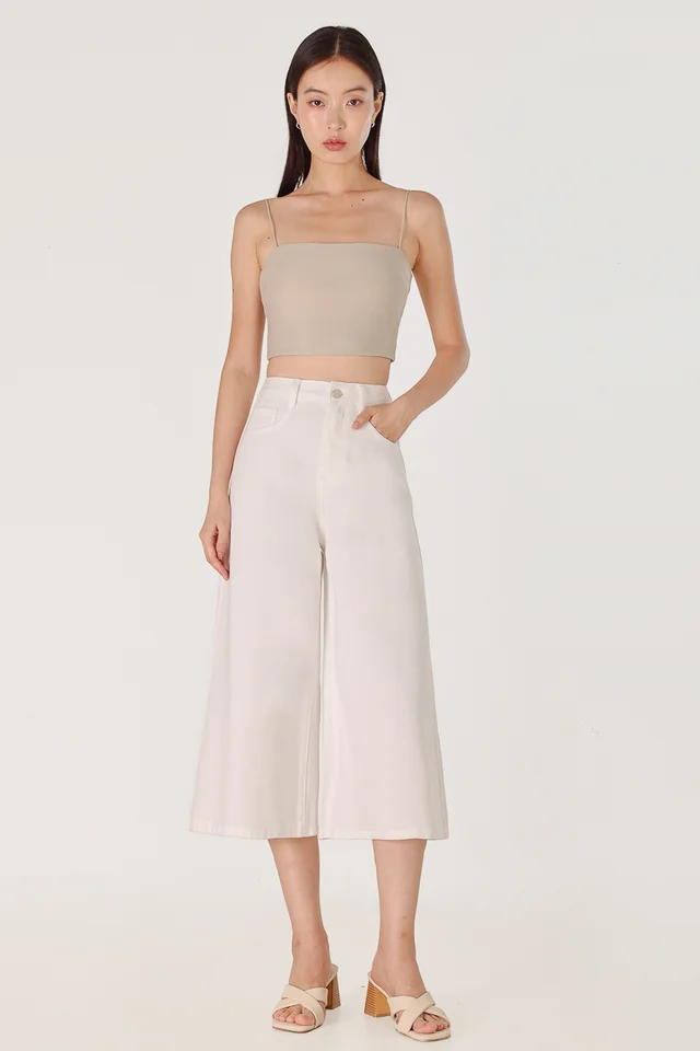 OFFSHORE DENIM WIDE LEG CULOTTES (WHITE)