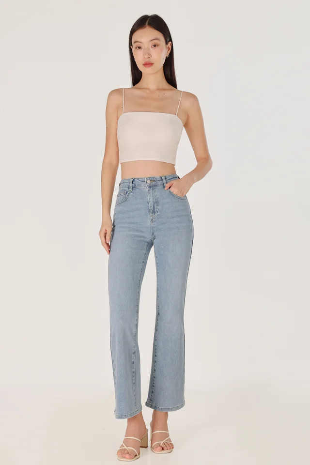 ECSTASY SLIM FIT STRAIGHT LEG DENIM JEANS - PETITE (LIGHT WASHED)