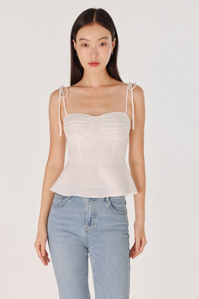 MALINA PADDED BUSTIER TIE-RIBBON TOP (WHITE)