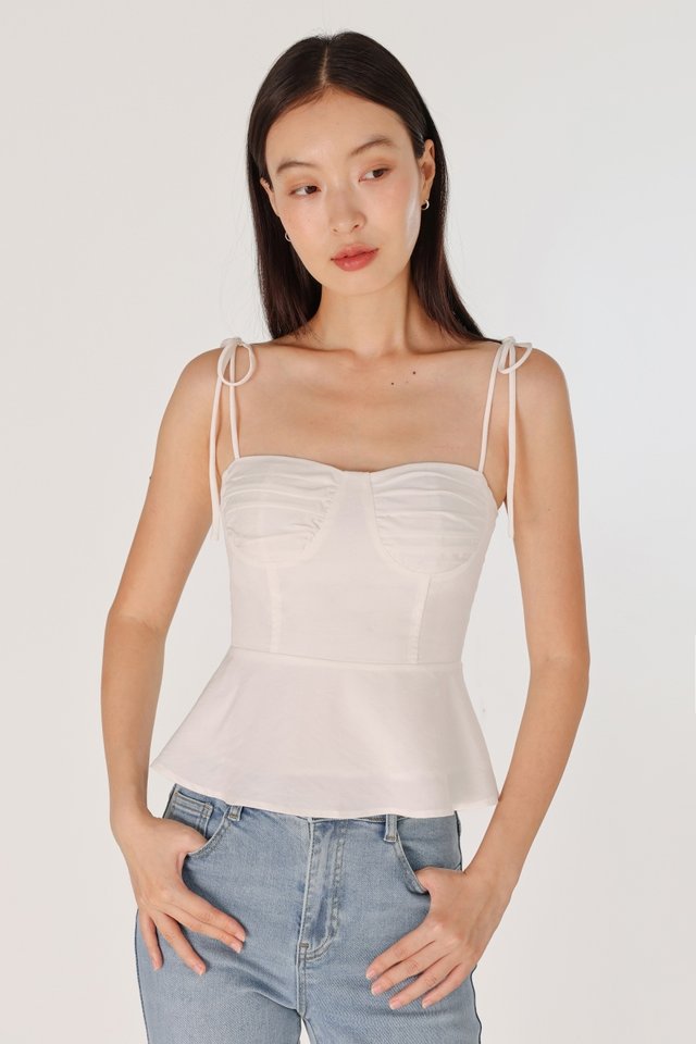 MALINA PADDED BUSTIER TIE-RIBBON TOP (WHITE)
