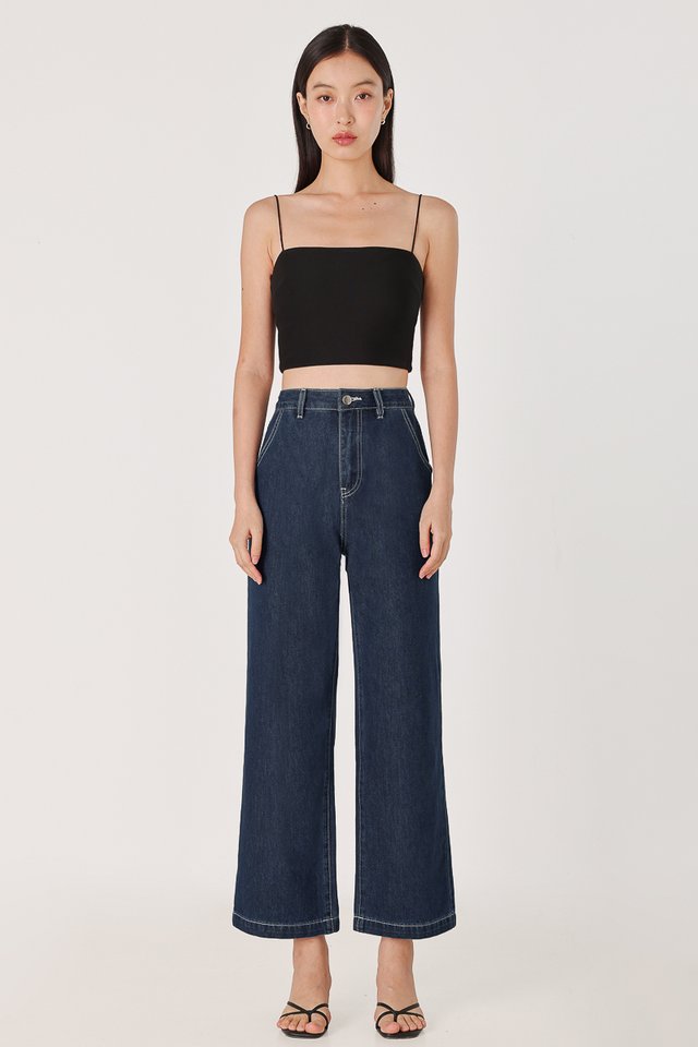 SPOT ON CONTRAST STITCH STRAIGHT LEG DENIM JEANS - REGULAR