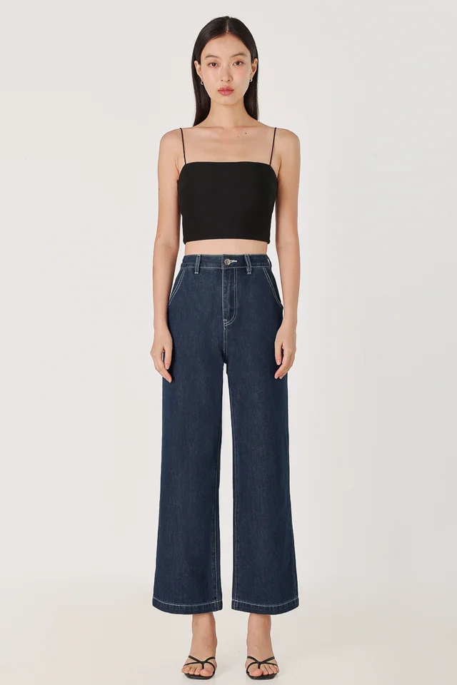 SPOT ON CONTRAST STITCH STRAIGHT LEG DENIM JEANS - REGULAR