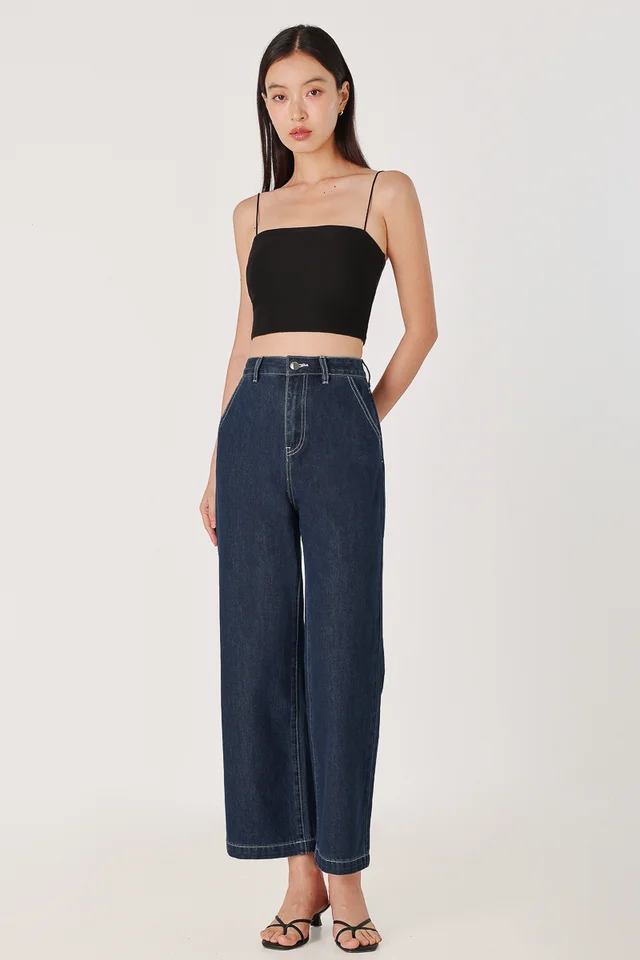 SPOT ON CONTRAST STITCH STRAIGHT LEG DENIM JEANS - REGULAR