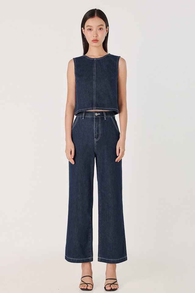 SPOT ON CONTRAST STITCH STRAIGHT LEG DENIM JEANS - PETITE