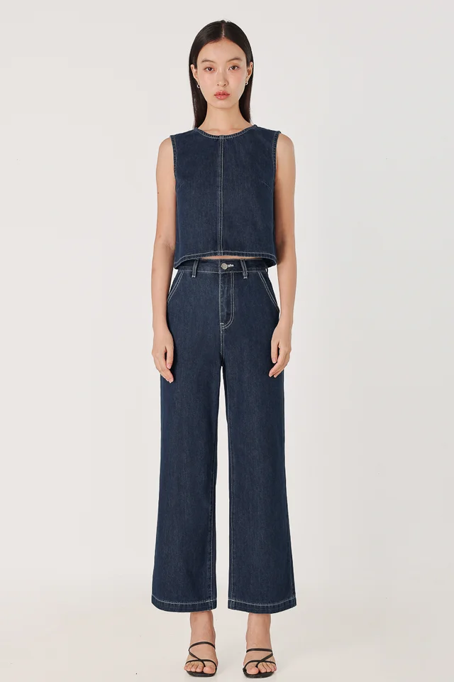 SPOT ON CONTRAST STITCH STRAIGHT LEG DENIM JEANS - PETITE