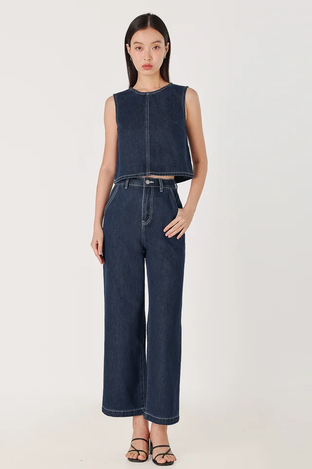 SPOT ON CONTRAST STITCH STRAIGHT LEG DENIM JEANS - PETITE