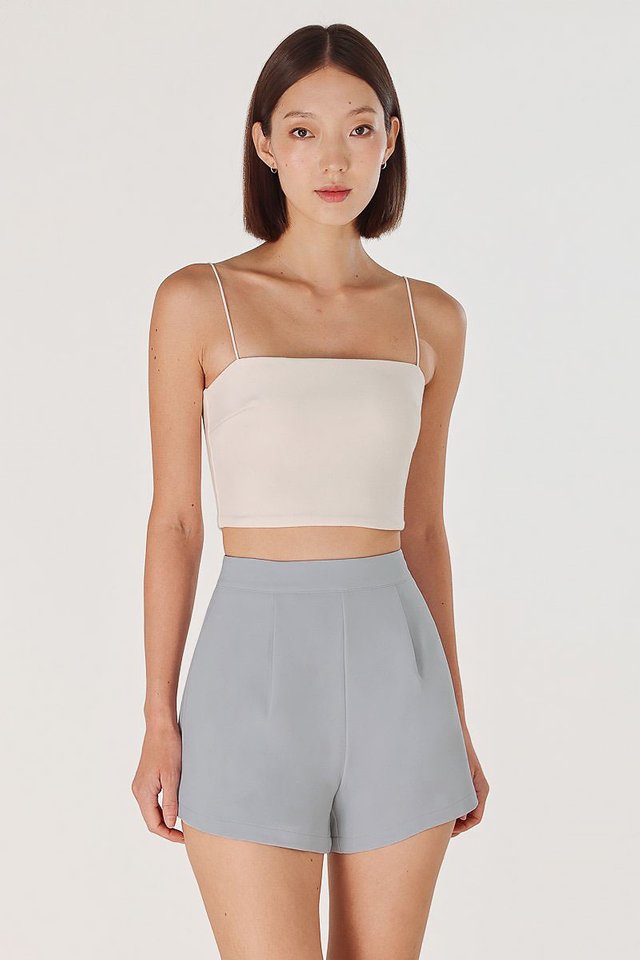 MABEL BASIC SLANT HEM SHORTS (BLUE)