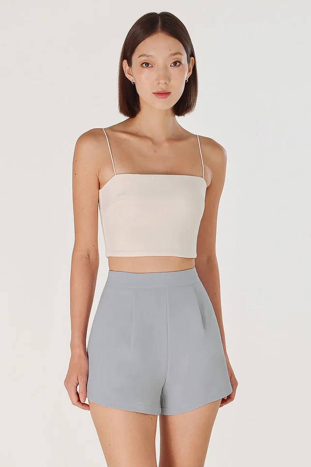 MABEL BASIC SLANT HEM SHORTS (BLUE)
