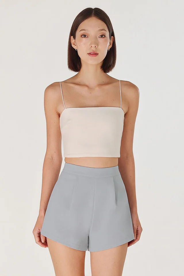 MABEL BASIC SLANT HEM SHORTS (BLUE)