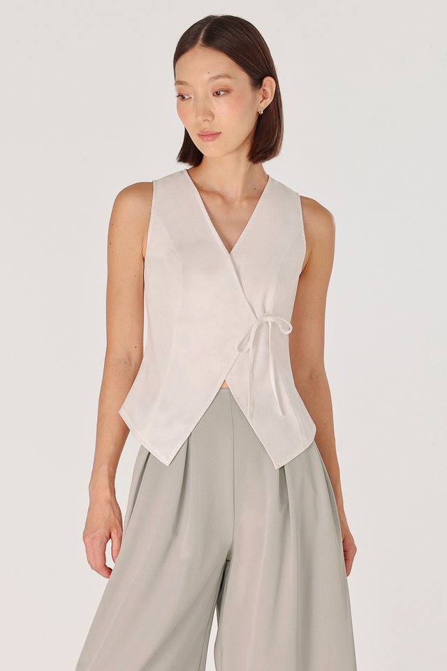 ATHEA LINEN TIE-STRING VEST TOP (WHITE)