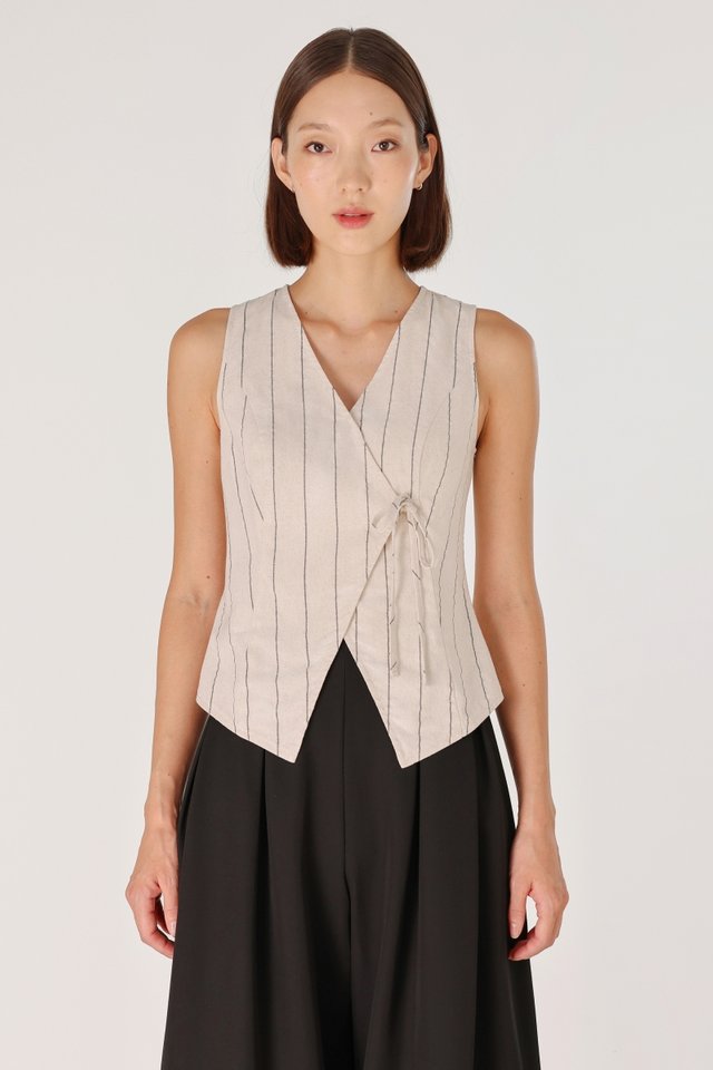 ATHEA LINEN TIE-STRING VEST TOP (STRIPED)