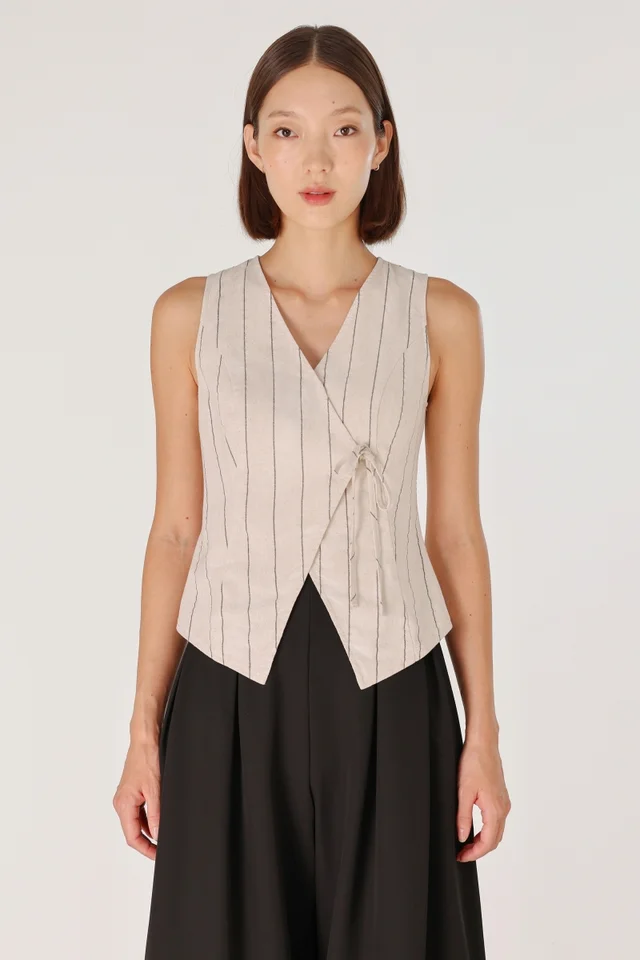 ATHEA LINEN TIE-STRING VEST TOP (STRIPED)